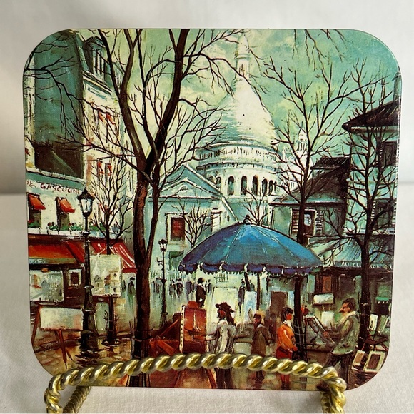 Vintage Paris Drink Coasters. Set of 6. Eiffel Tower, Arc de Triomphe,Montmartre - Picture 3 of 9